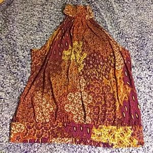 Sleeveless Multicolor Turtleneck Blouse Cato